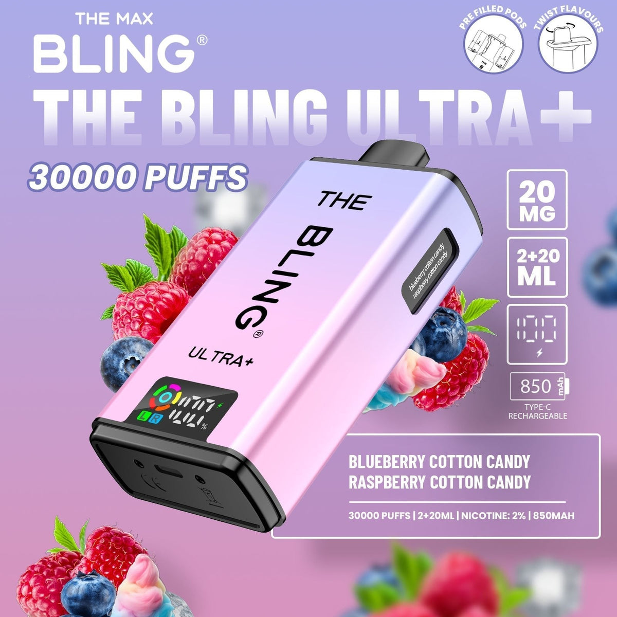 The Bling Ultra Plus 30k Prefilled Vape Pod Kit - Clouds Vapes