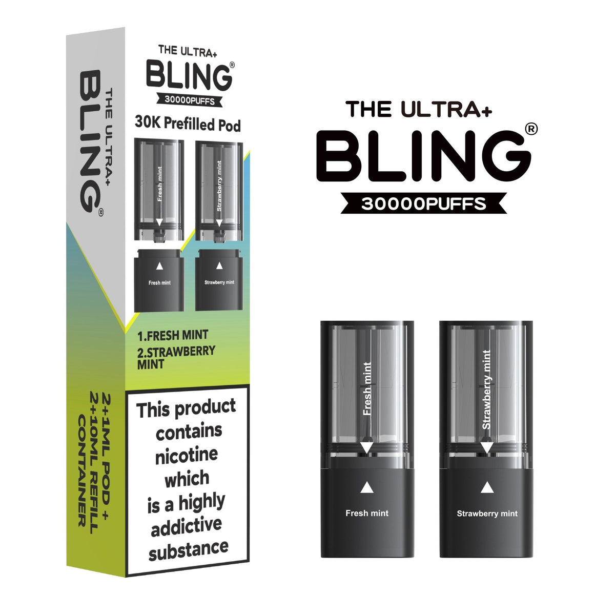 The Bling Ultra Plus 30k Replacement Pods Box of 5 - Clouds Vapes