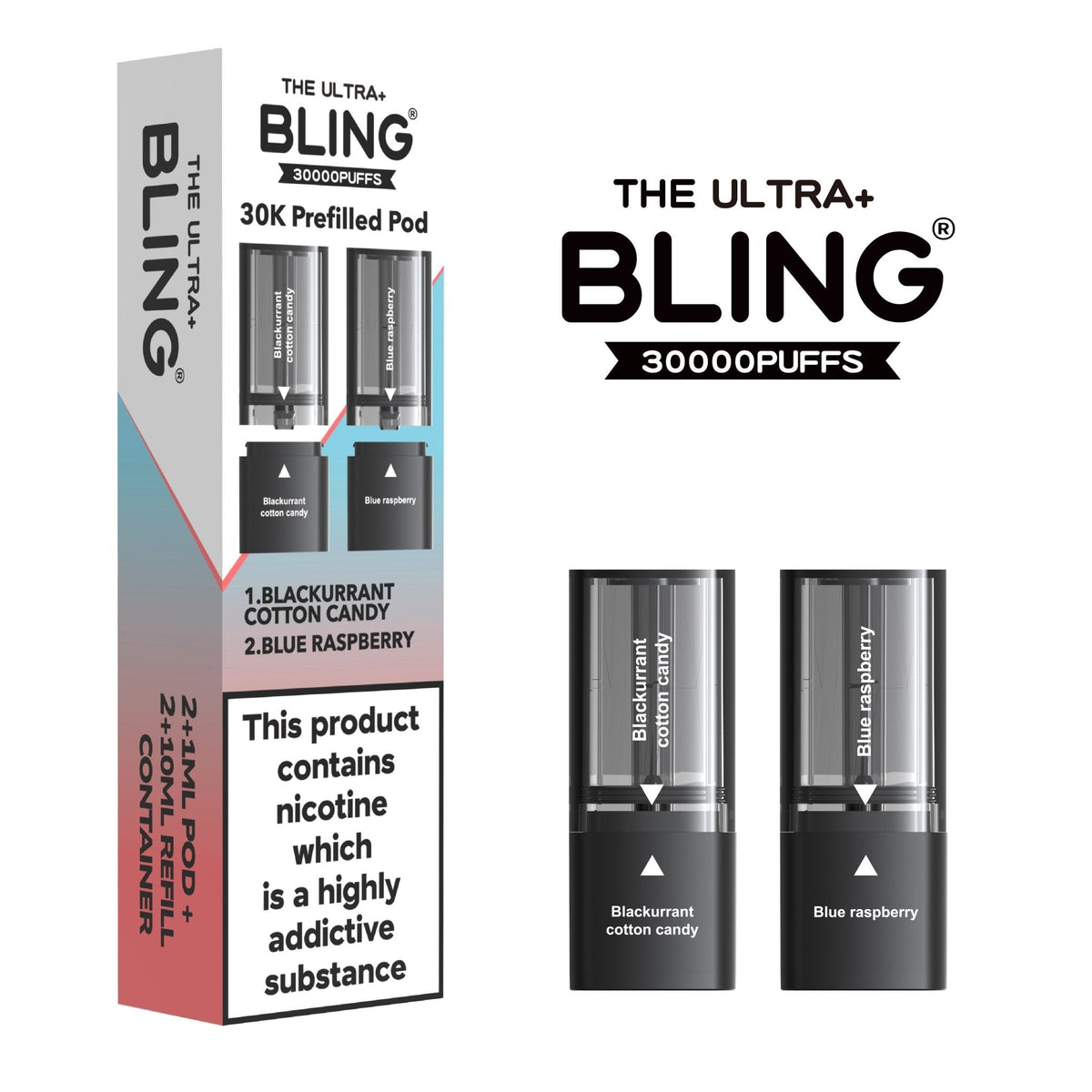 The Bling Ultra Plus 30k Replacement Pods Box of 5 - Clouds Vapes
