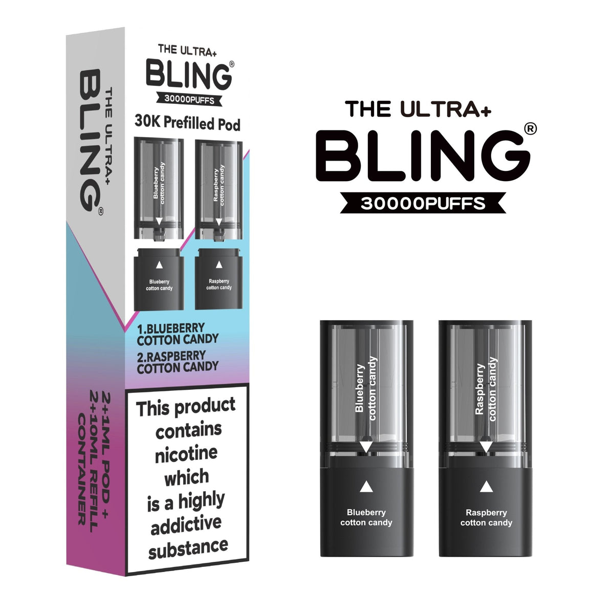 The Bling Ultra Plus 30k Replacement Pods Box of 5 - Clouds Vapes