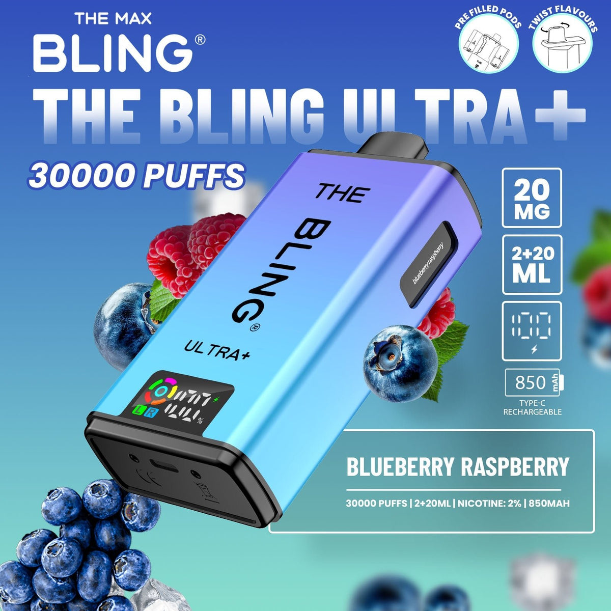 The Crystal Bling Ultra Plus 30k Prefilled Vape Kit Box of 5 - Clouds Vapes