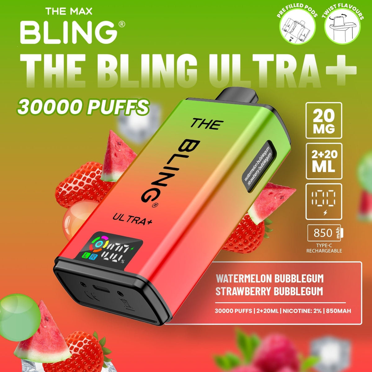 The Crystal Bling Ultra Plus 30k Prefilled Vape Kit Box of 5 - Clouds Vapes