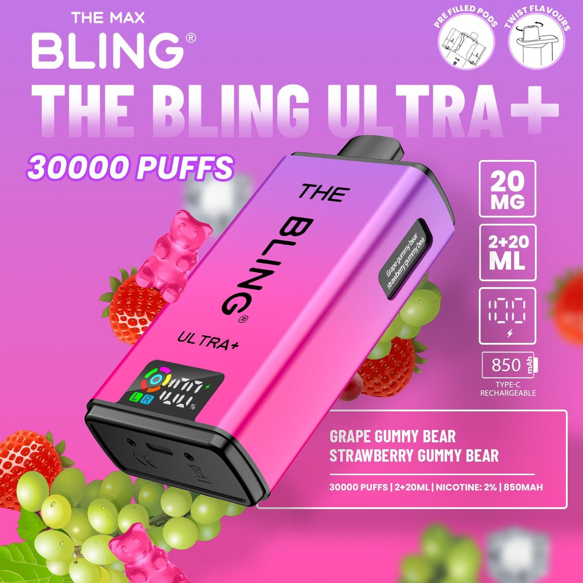 The Crystal Bling Ultra Plus 30k Prefilled Vape Kit Box of 5 - Clouds Vapes