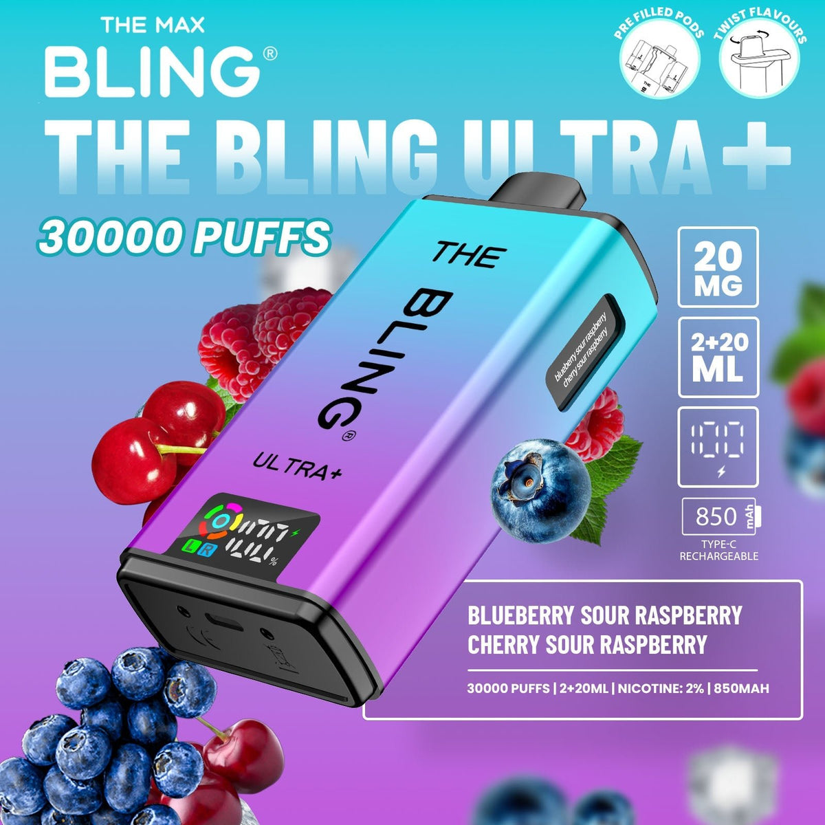 The Crystal Bling Ultra Plus 30k Prefilled Vape Kit Box of 5 - Clouds Vapes