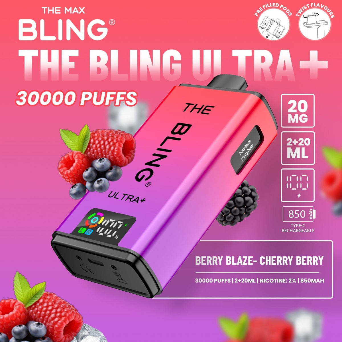 The Crystal Bling Ultra Plus 30k Prefilled Vape Kit - Clouds Vapes