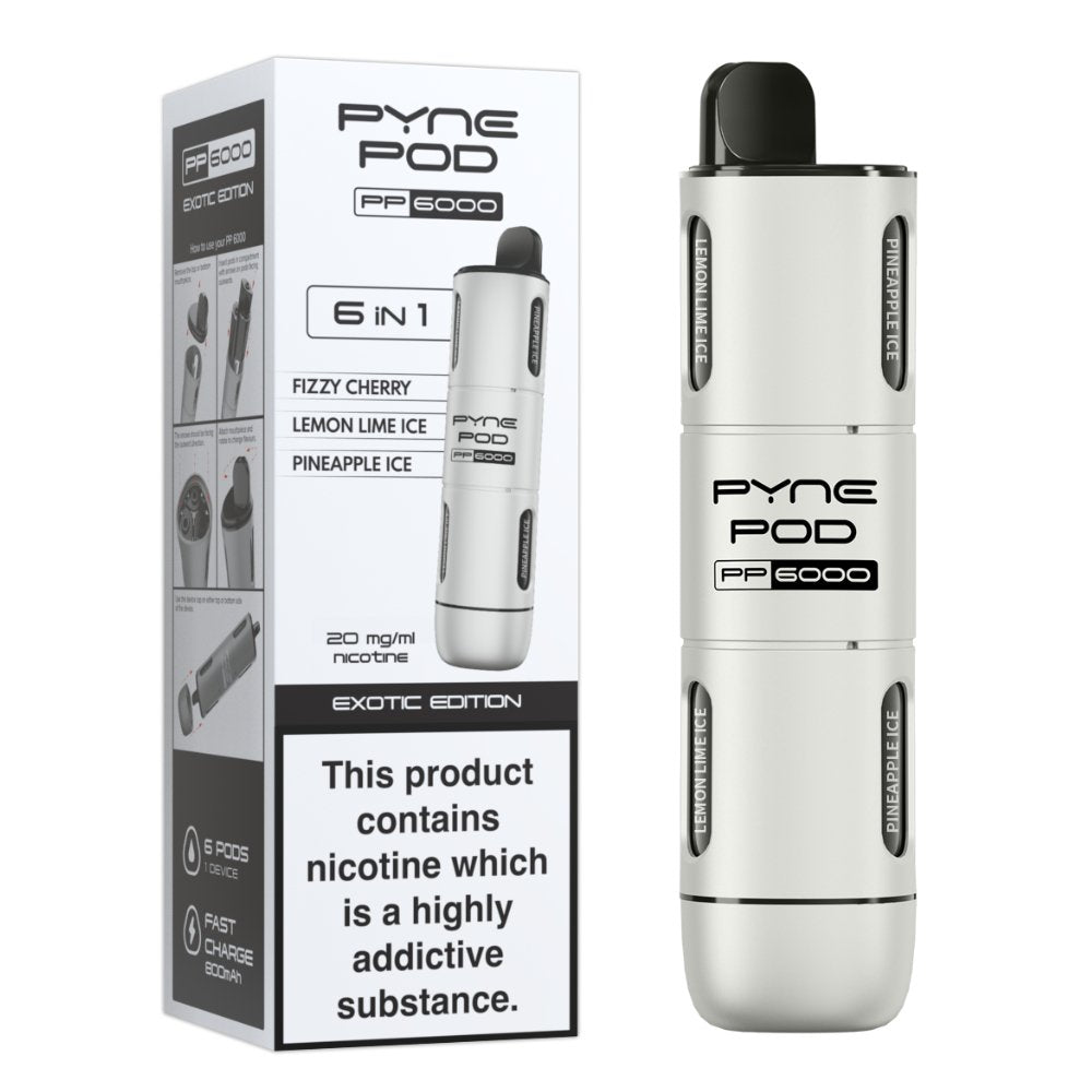 6 In 1 Pyne Pod PP6000 Disposable Vape (Box of 5) - Clouds Vapes