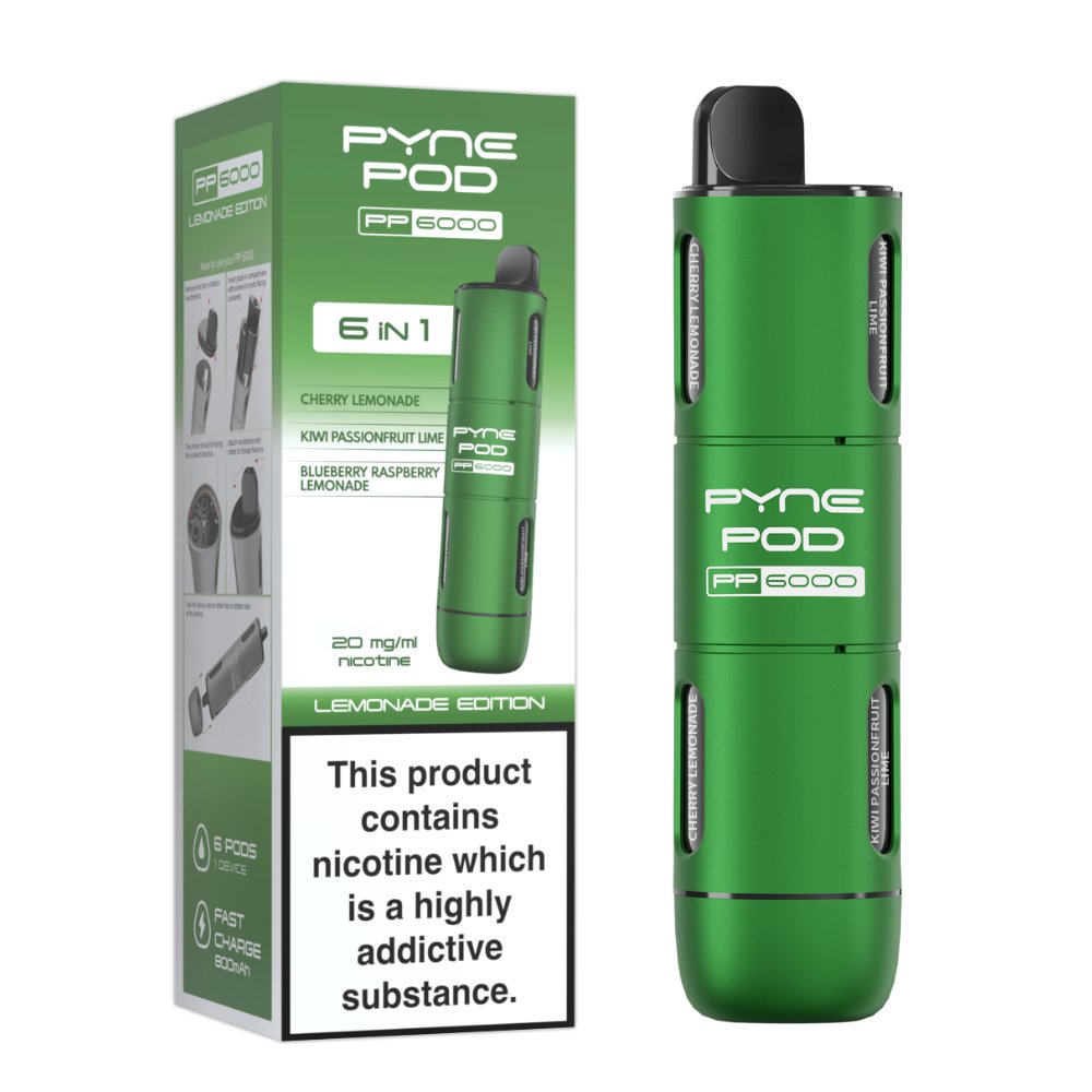 6 In 1 Pyne Pod PP6000 Disposable Vape (Box of 5) - Clouds Vapes