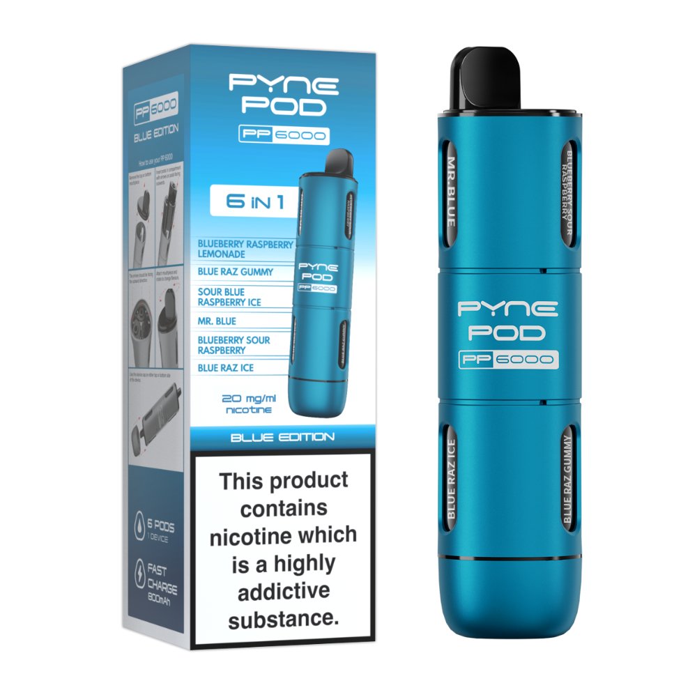 6 In 1 Pyne Pod PP6000 Disposable Vape (Box of 5) - Clouds Vapes