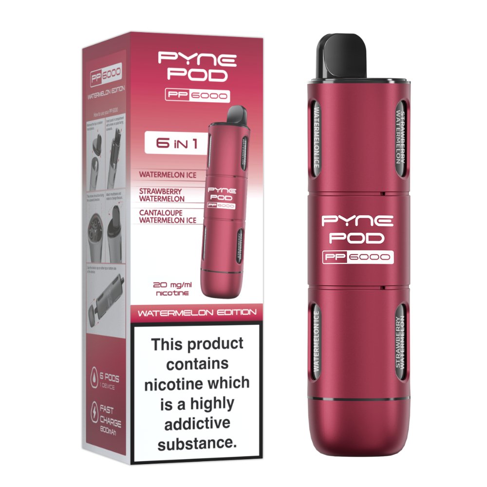 6 In 1 Pyne Pod PP6000 Disposable Vape (Box of 5) - Clouds Vapes