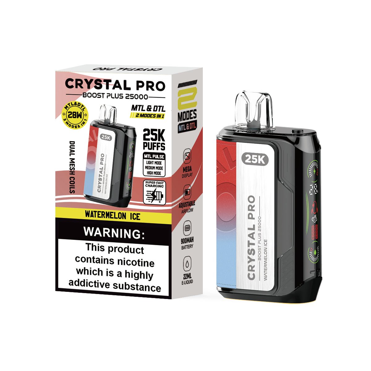 Crystal Pro Boost Plus 25000 Disposable Vape Box of 5 - Clouds Vapes