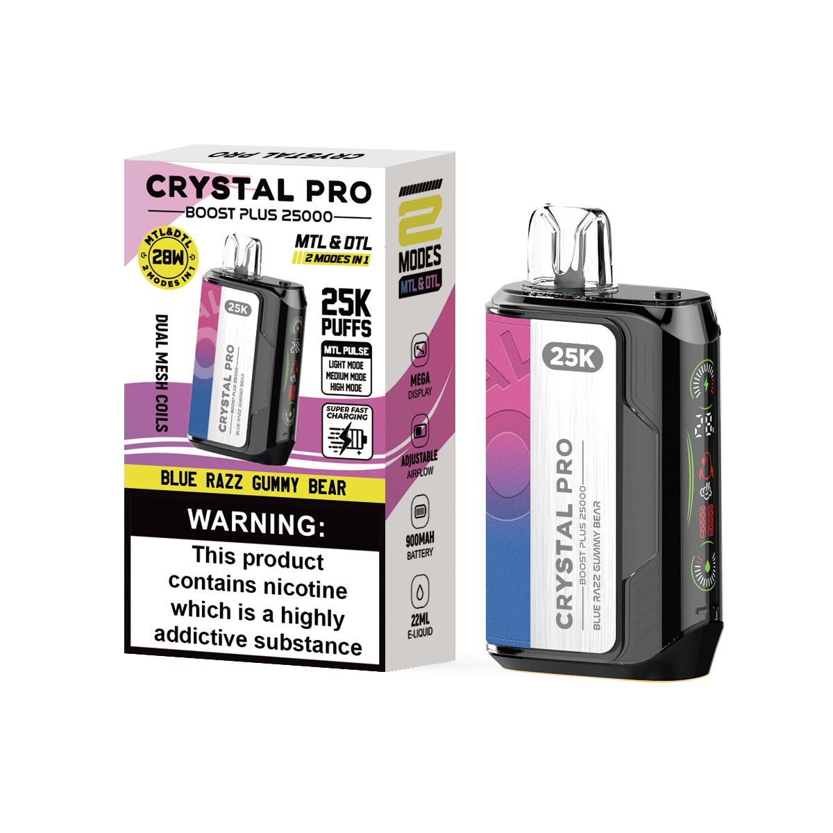 Crystal Pro Boost Plus 25000 Disposable Vape Box of 5 - Clouds Vapes