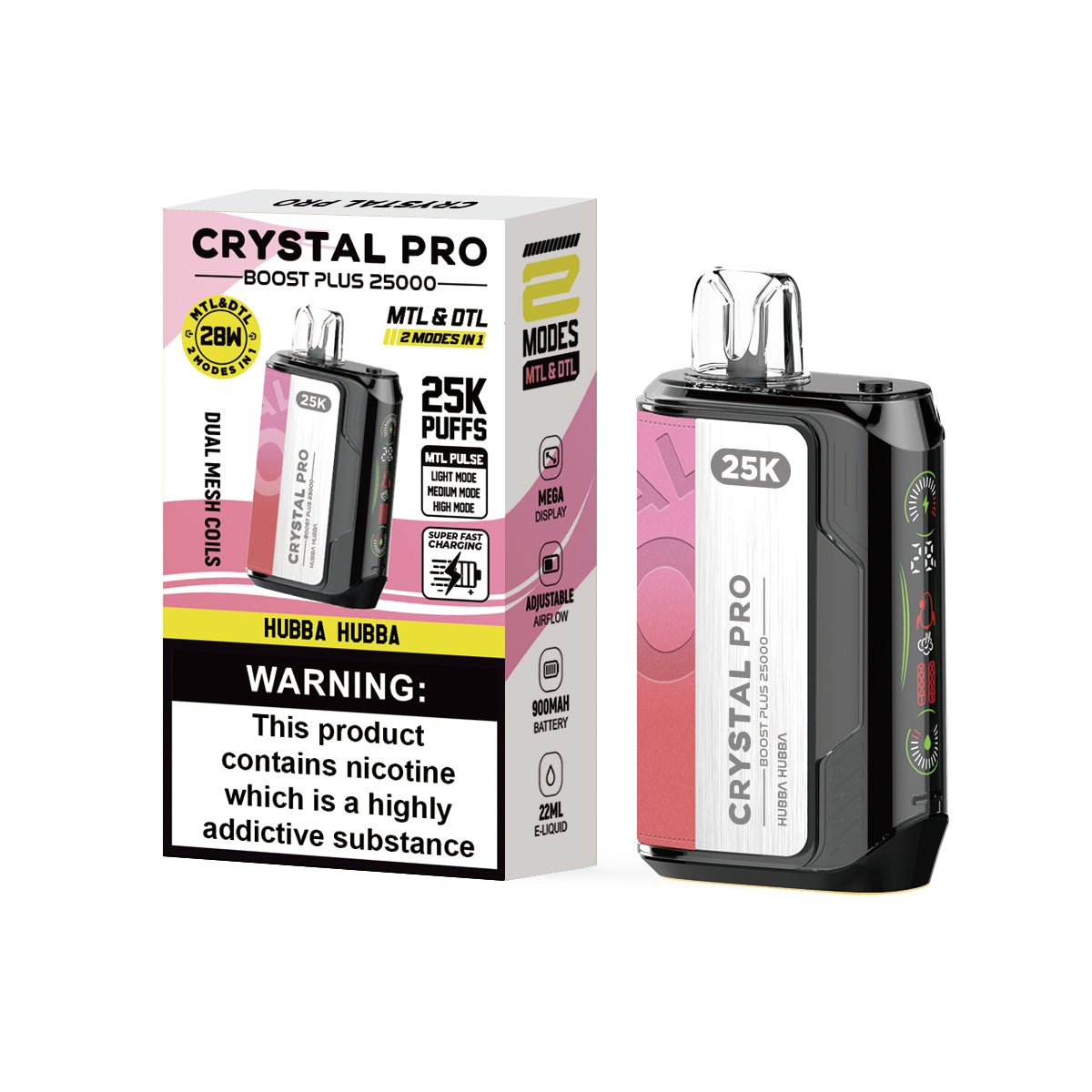 Crystal Pro Boost Plus 25000 Disposable Vape Box of 5 - Clouds Vapes