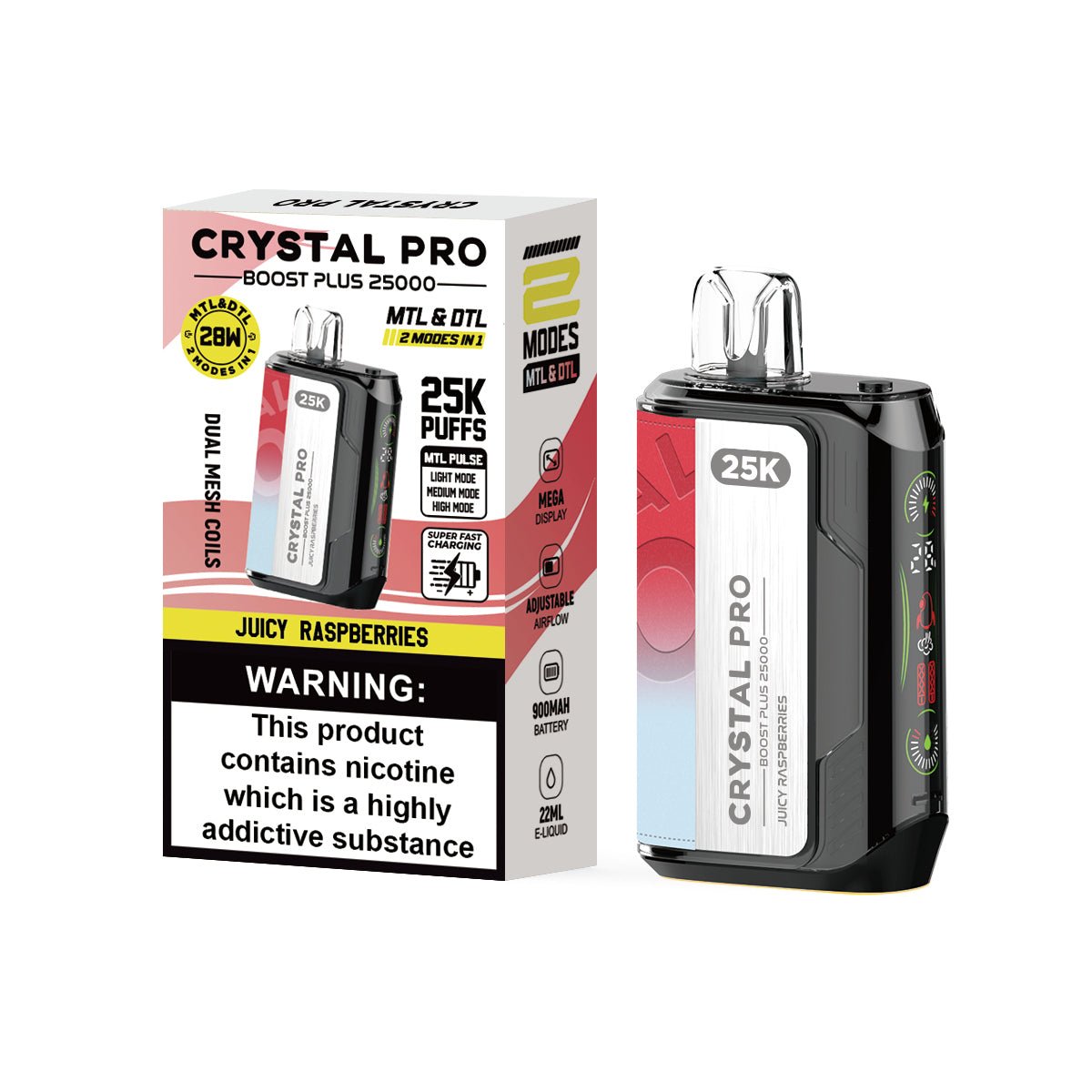 Crystal Pro Boost Plus 25000 Disposable Vape Box of 5 - Clouds Vapes