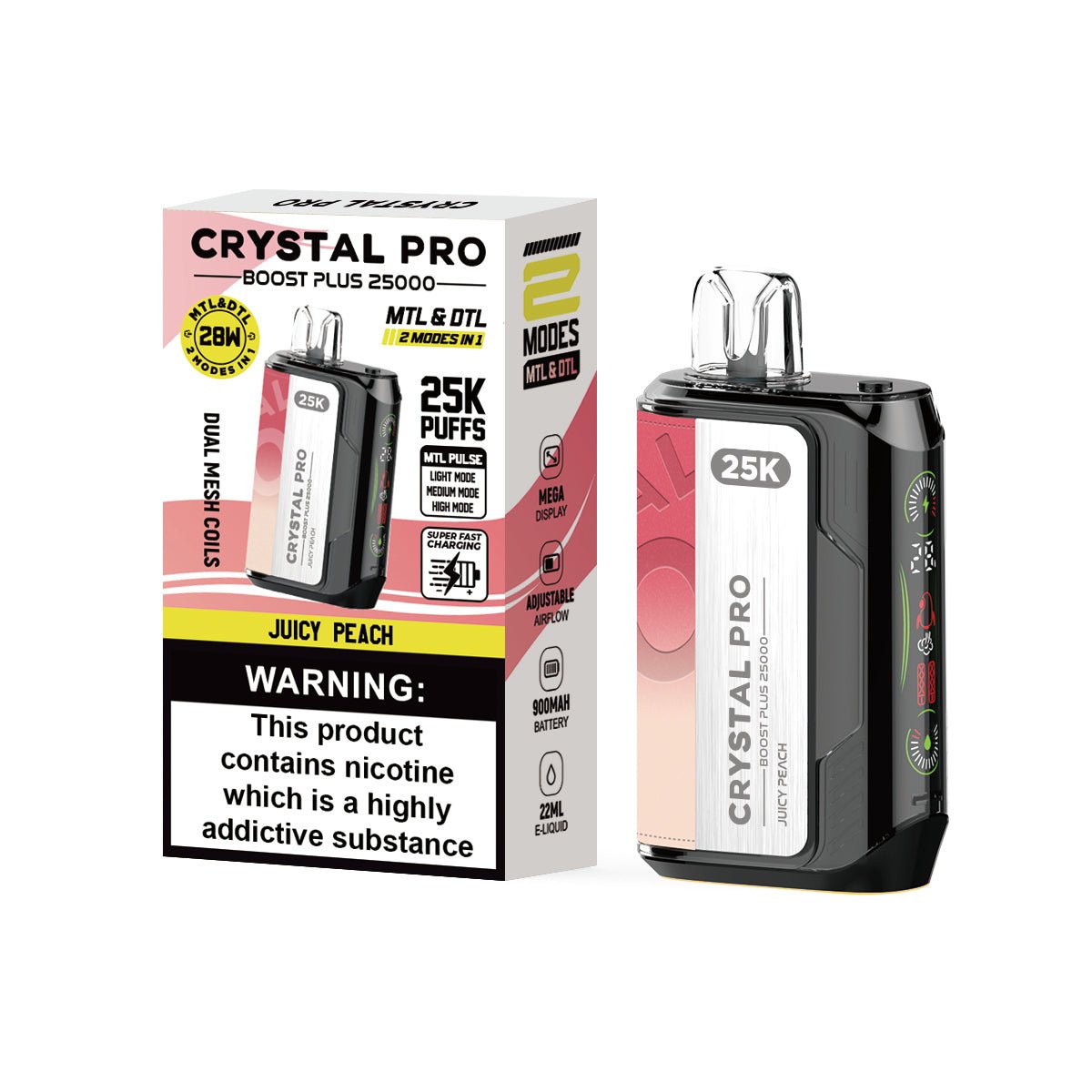 Crystal Pro Boost Plus 25000 Disposable Vape Box of 5 - Clouds Vapes