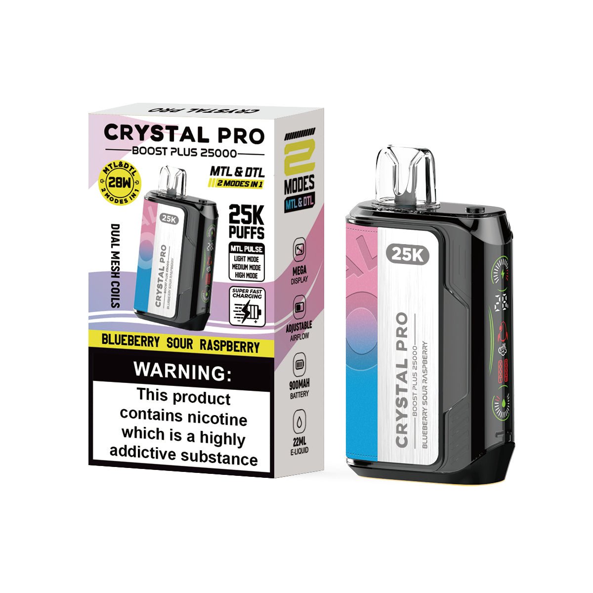 Crystal Pro Boost Plus 25000 Disposable Vape Box of 5 - Clouds Vapes