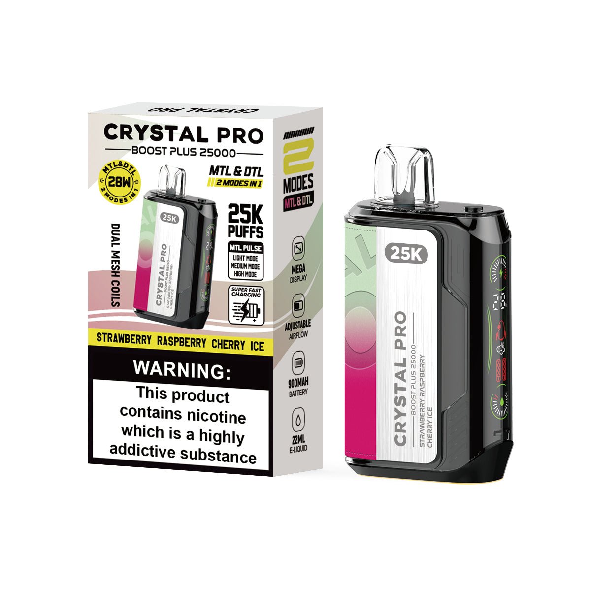 Crystal Pro Boost Plus 25000 Disposable Vape Box of 5 - Clouds Vapes