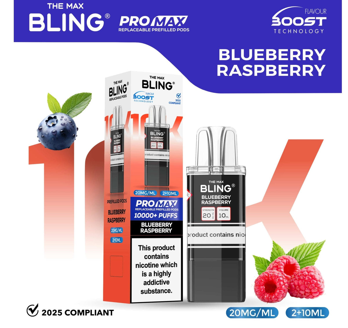 The Bling 10k Pro Max Replacement Pods (BOX OF 5) - Clouds Vapes