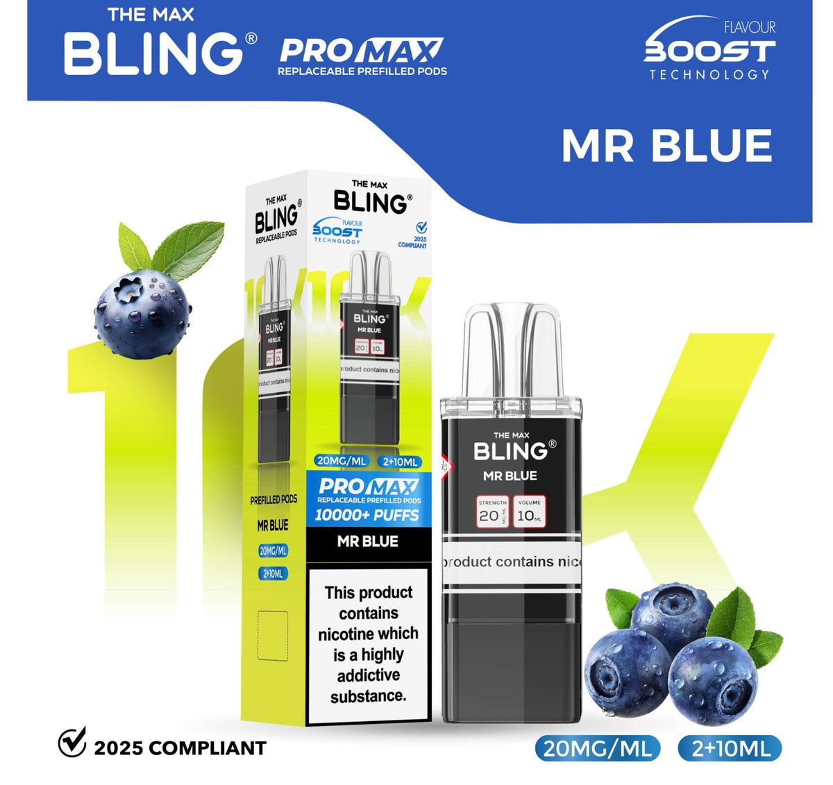 The Bling 10k Pro Max Replacement Pods (BOX OF 5) - Clouds Vapes