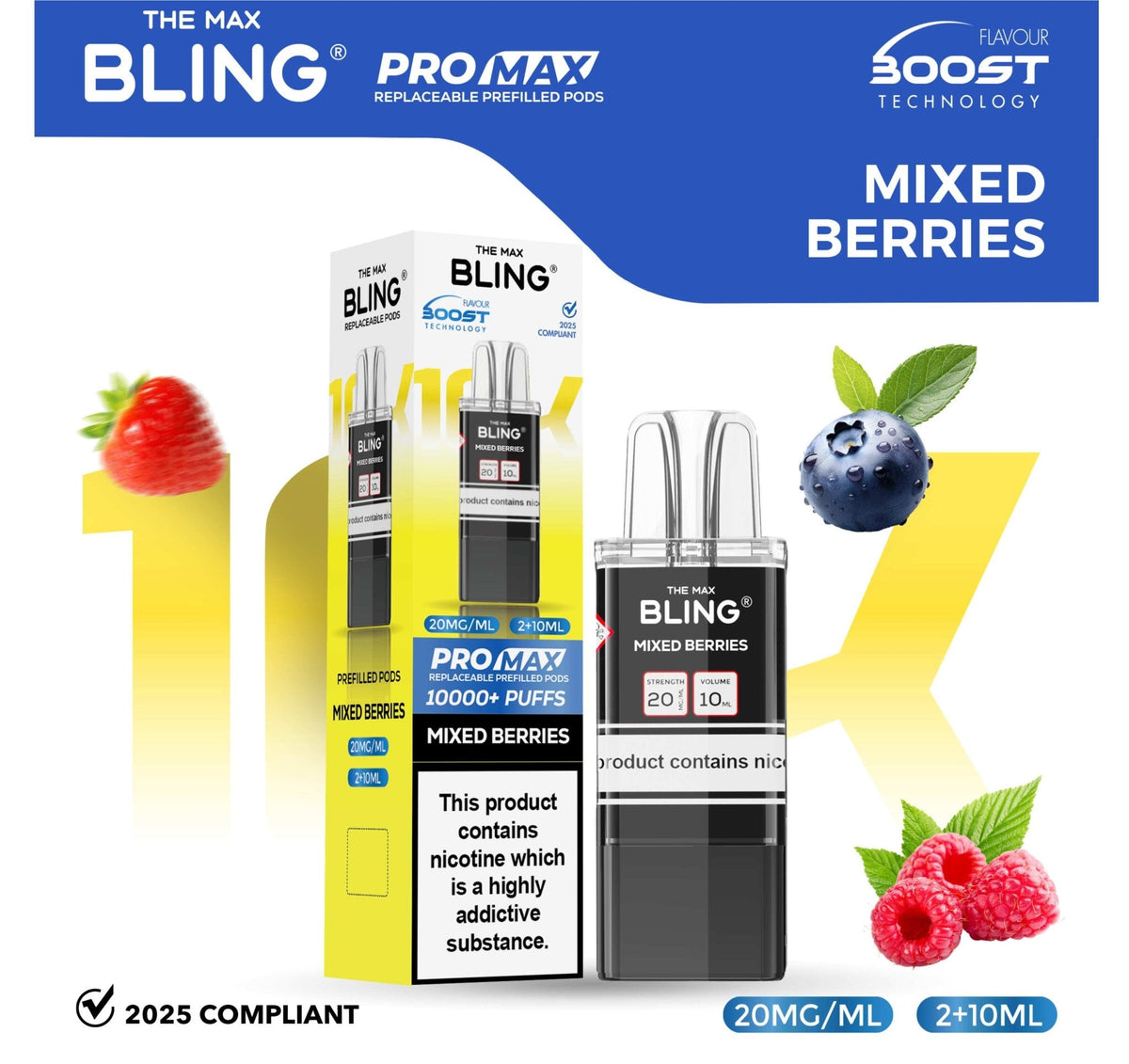 The Bling 10k Pro Max Replacement Pods (BOX OF 5) - Clouds Vapes