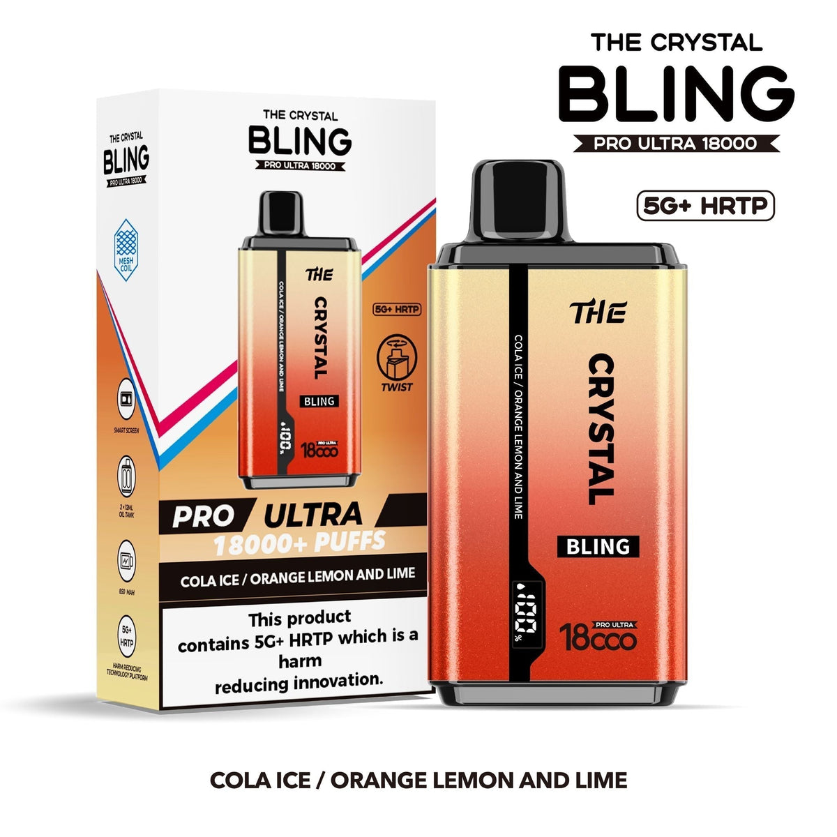 The Crystal Bling Pro Ultra 18000 Disposable Vape Box of 5 - Clouds Vapes