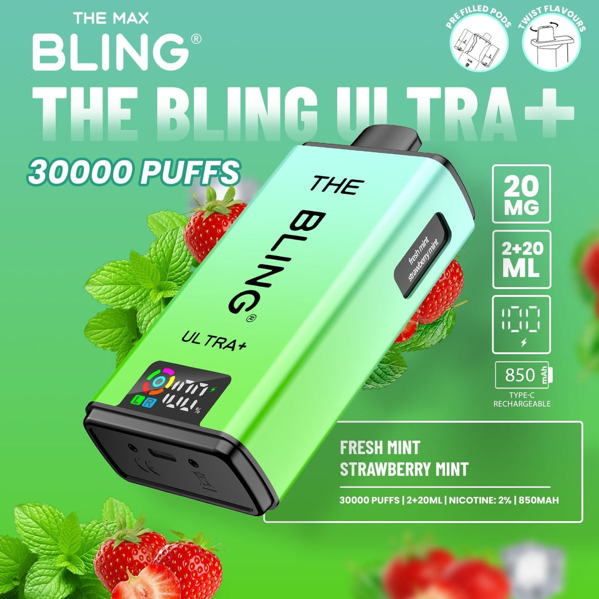 The Crystal Bling Ultra Plus 30k Prefilled Vape Kit Box of 5 - Clouds Vapes