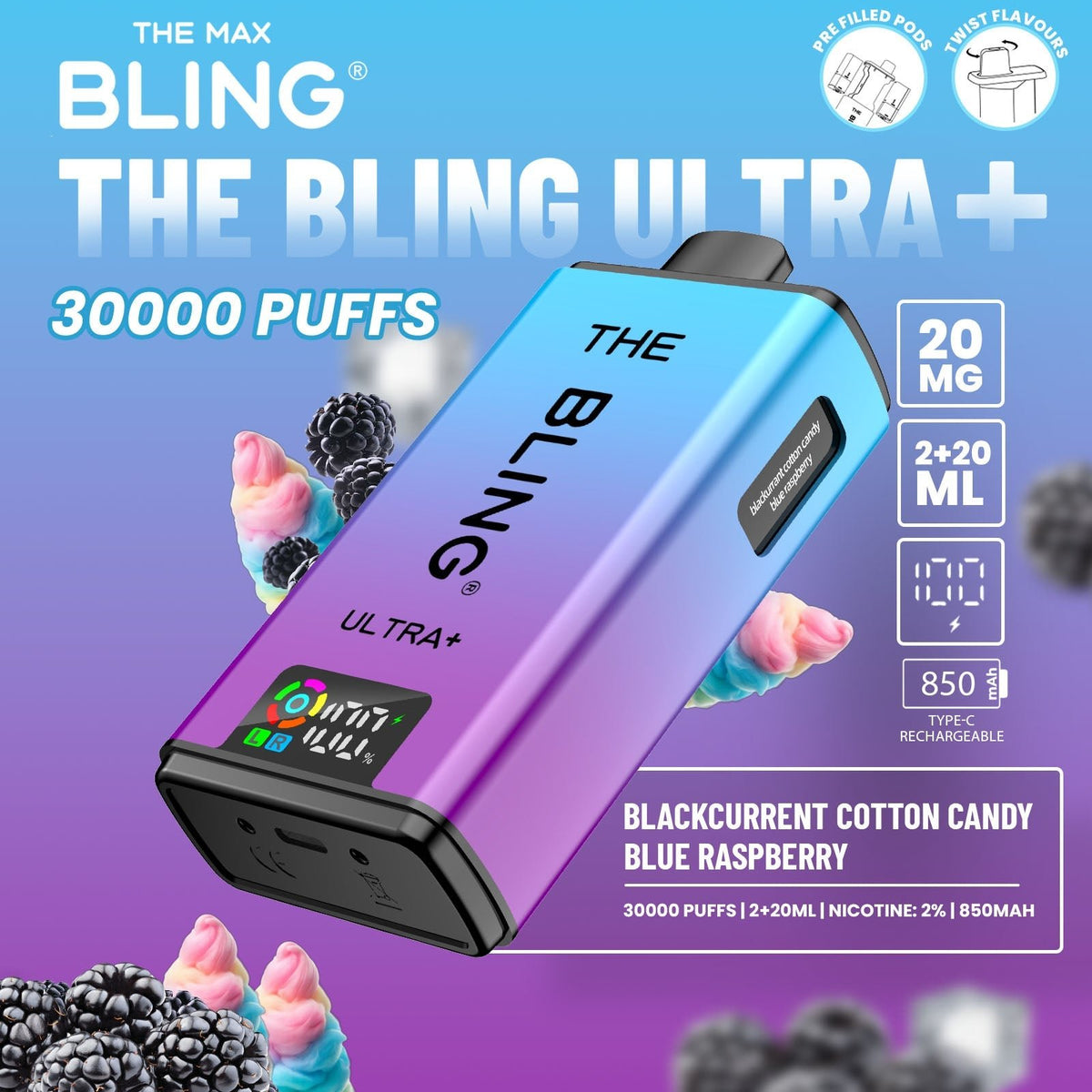 The Crystal Bling Ultra Plus 30k Prefilled Vape Kit Box of 5 - Clouds Vapes