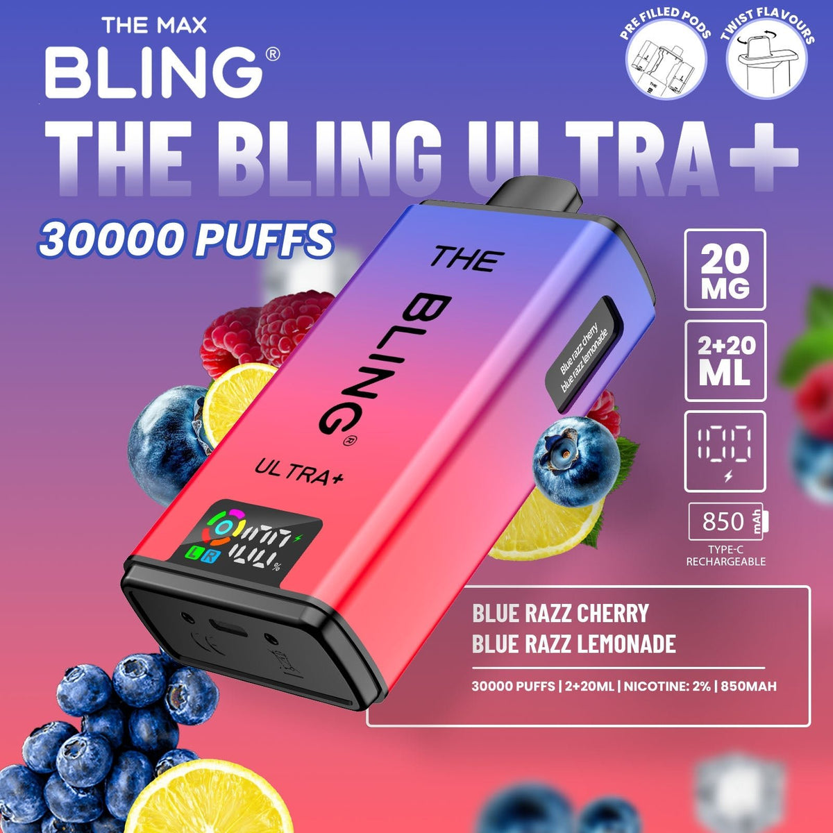 The Crystal Bling Ultra Plus 30k Prefilled Vape Kit Box of 5 - Clouds Vapes