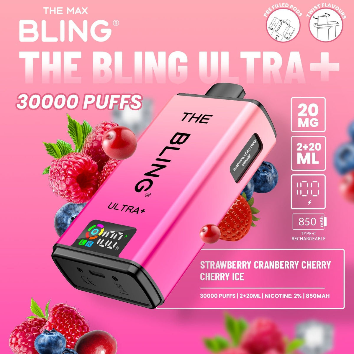 The Crystal Bling Ultra Plus 30k Prefilled Vape Kit Box of 5 - Clouds Vapes
