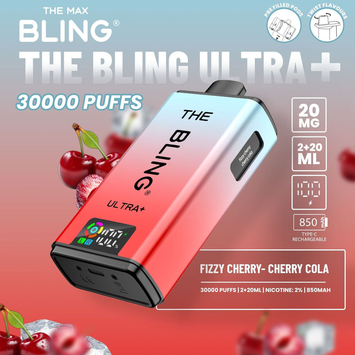 The Crystal Bling Ultra Plus 30k Prefilled Vape Kit Box of 5 - Clouds Vapes