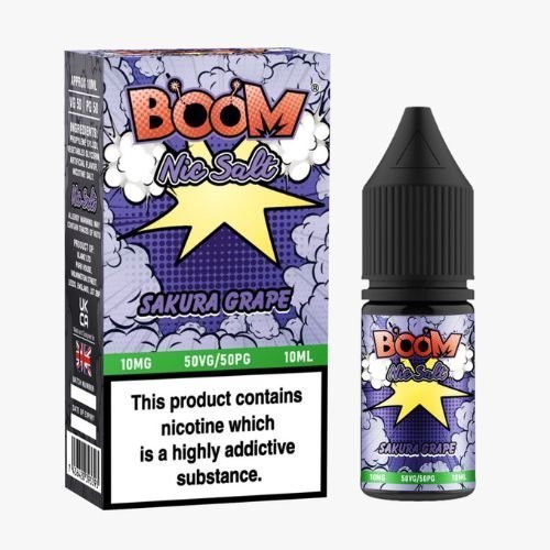 Boom Nic Salts 10ml E-liquids - Box of 10 - Wolfvapes.co.uk-Sakura Grape