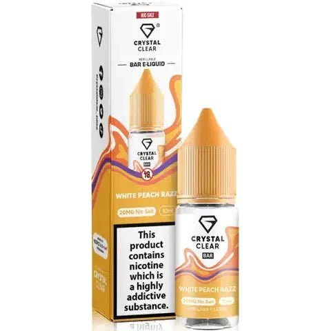 Crystal Clear Nic Salts 10ml- Pack of 10 - Wolfvapes.co.uk-White Peach Razz