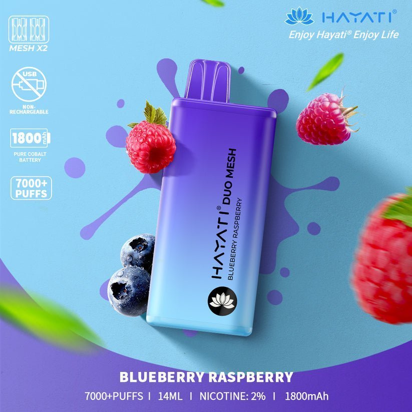 Hayati Duo Mesh 7000 Disposable Vape Puff Bar Pod Box of 10 - Clouds Vapes