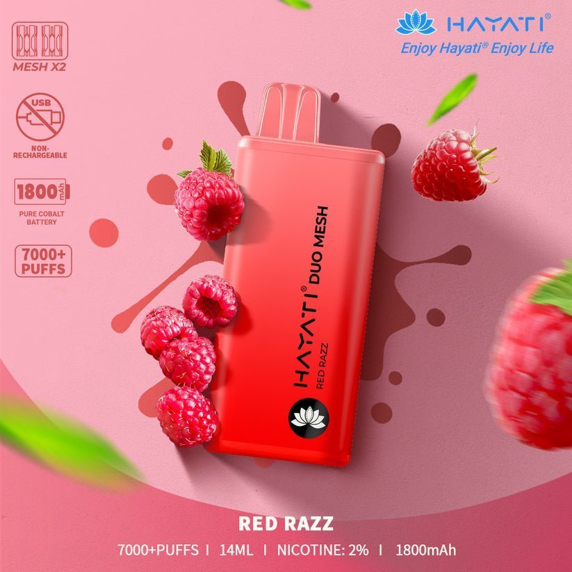 Hayati Duo Mesh 7000 Disposable Vape Puff Bar Pod Box of 10 - Clouds Vapes