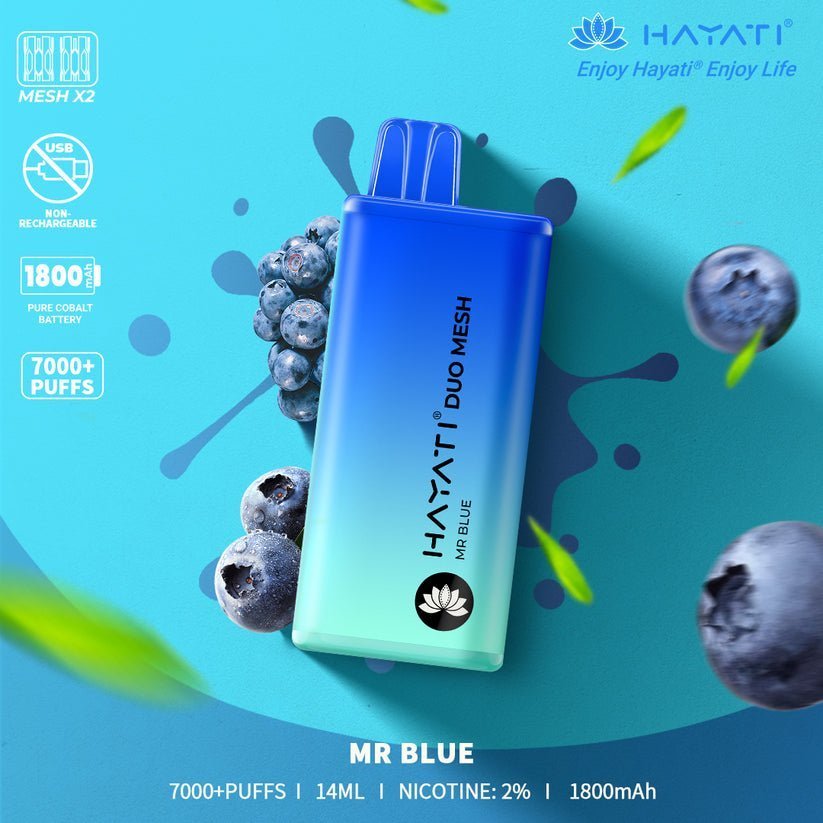 Hayati Duo Mesh 7000 Disposable Vape Puff Bar Pod Box of 10 - Clouds Vapes