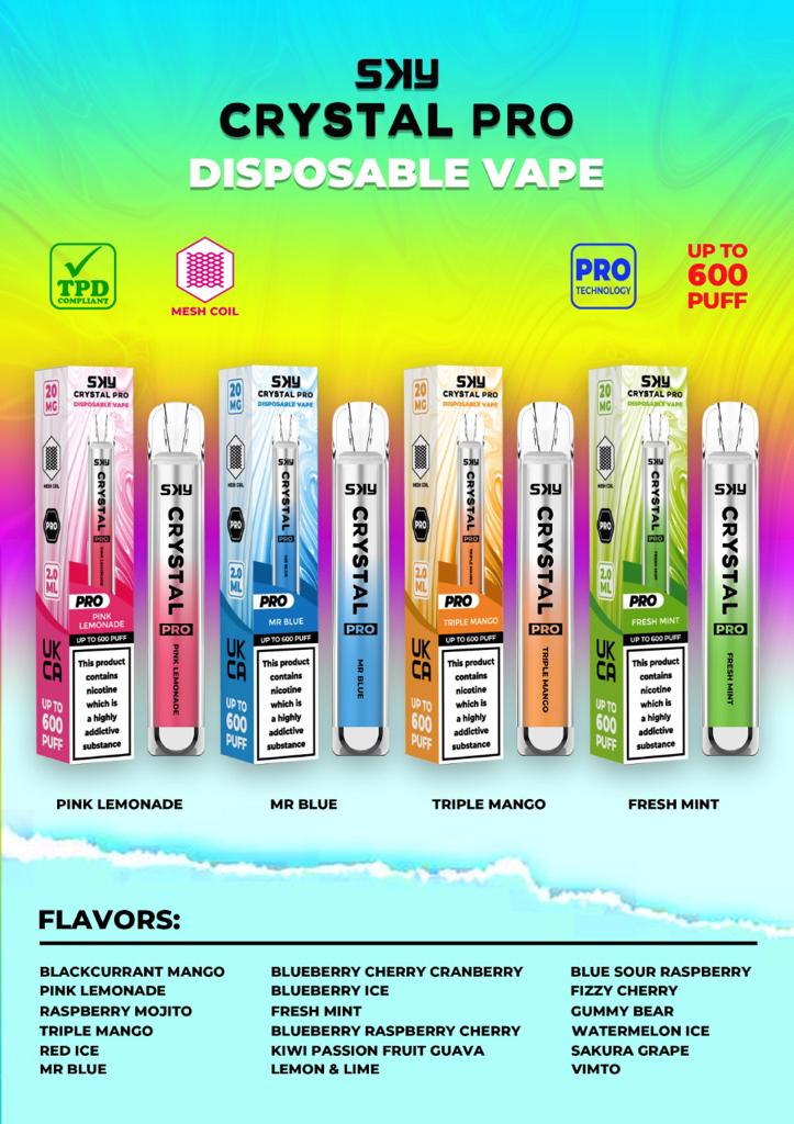 The Crystal Pro 600 Puffs Disposable Vape Pod - Clouds Vapes